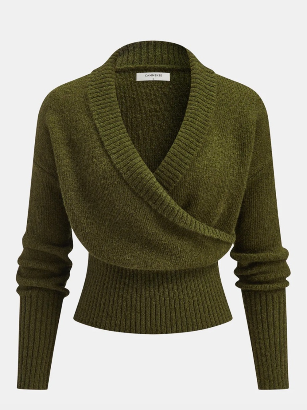 Commense Wrap Cardigan Sweater Knit Medium Brown